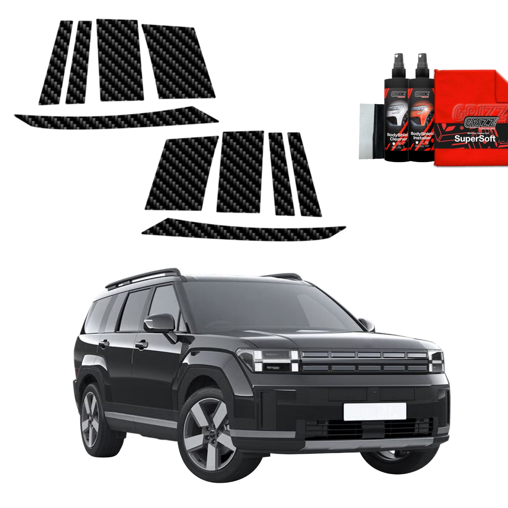 10w1 Folia karbonowa Grizz Protector na słupki do Hyundai Santa Fe (2023-2026)