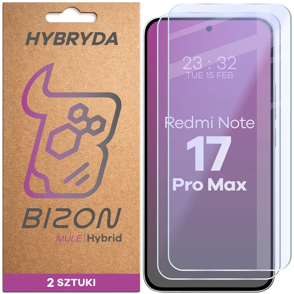 Elastyczne szkło hybrydowe Bizon Hybrid Mule Duo do Xiaomi Redmi Note 17 Pro Max 5G, 2 sztuki