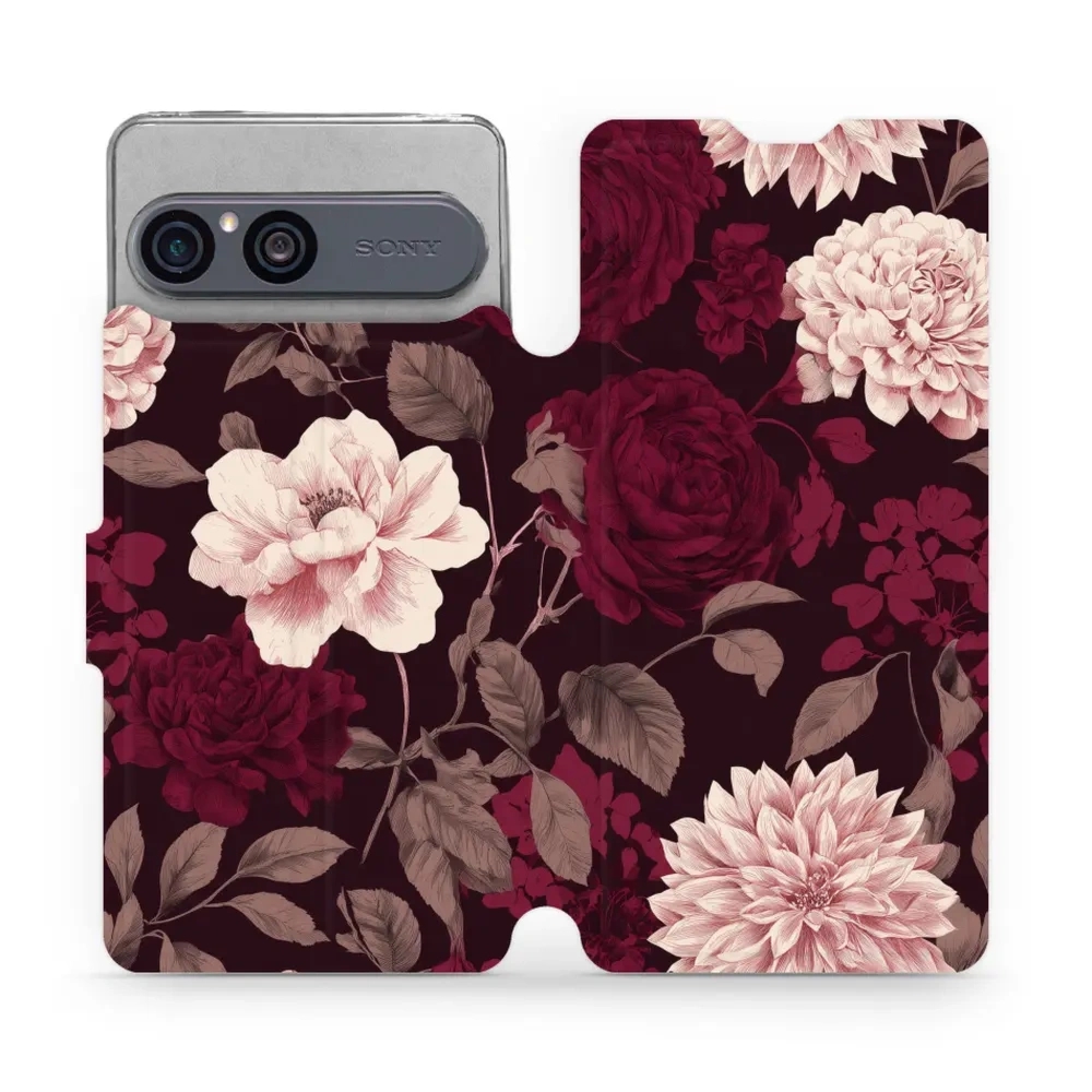 Etui z klapką do Sony Xperia 10 VII, Mobiwear Book, wino i dalie