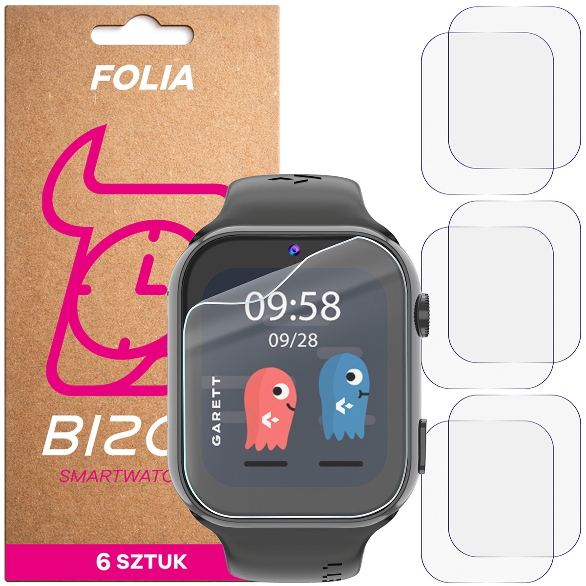 Folia ochronna na ekran zegarka Bizon Watch Film HydroFlex do Garett Kids Twin 2 4G, 6 sztuk