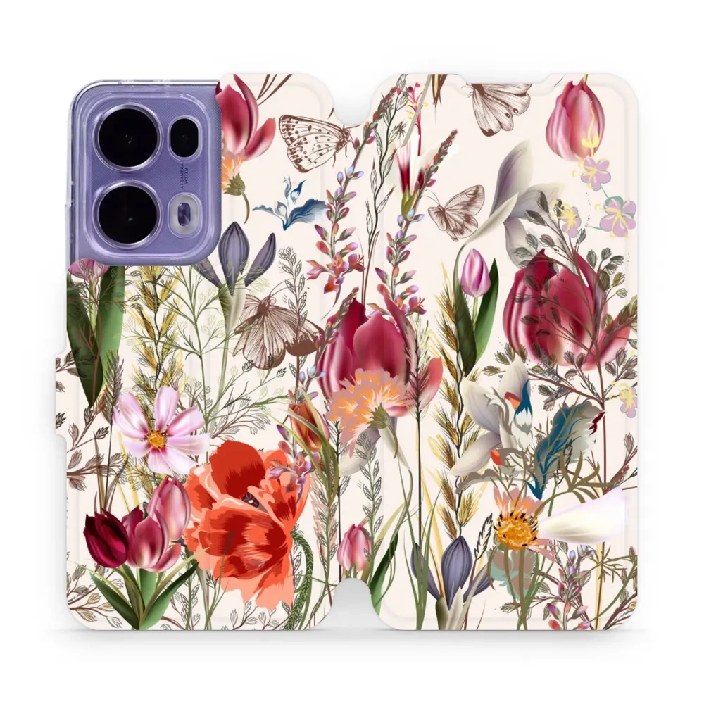 Etui z klapką do Oppo Reno13 Pro, Mobiwear Book, bukiet kwiatów