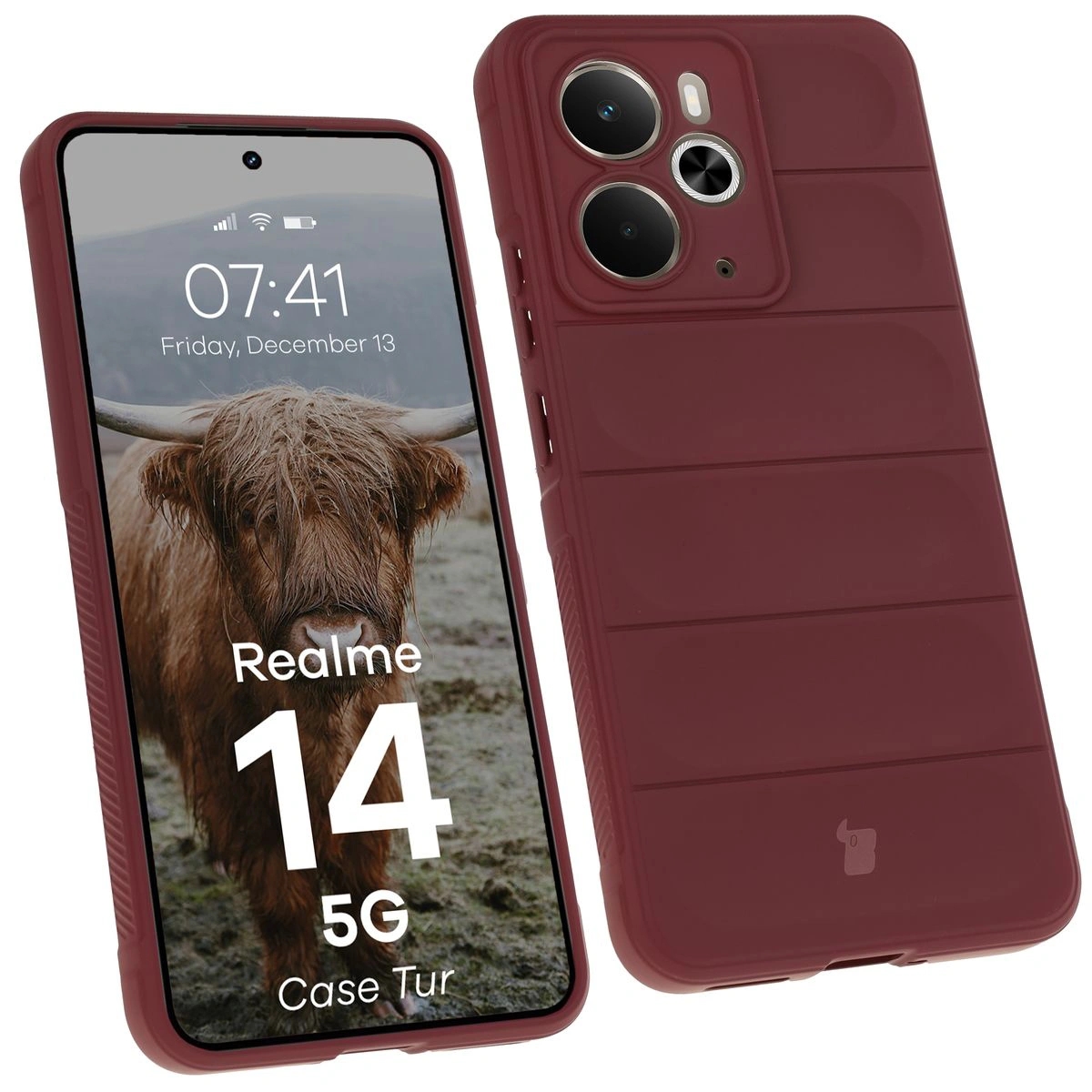 Image of Pancerne etui Bizon Case Tur do Realme 14 5G, burgundowe