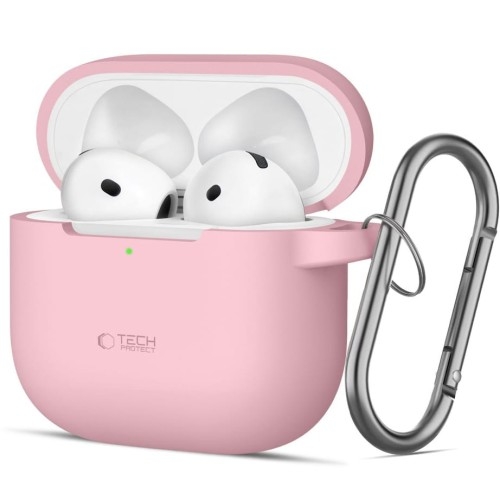 Image of Etui Tech-Protect Silicone Hook do Apple AirPods 4, różowe