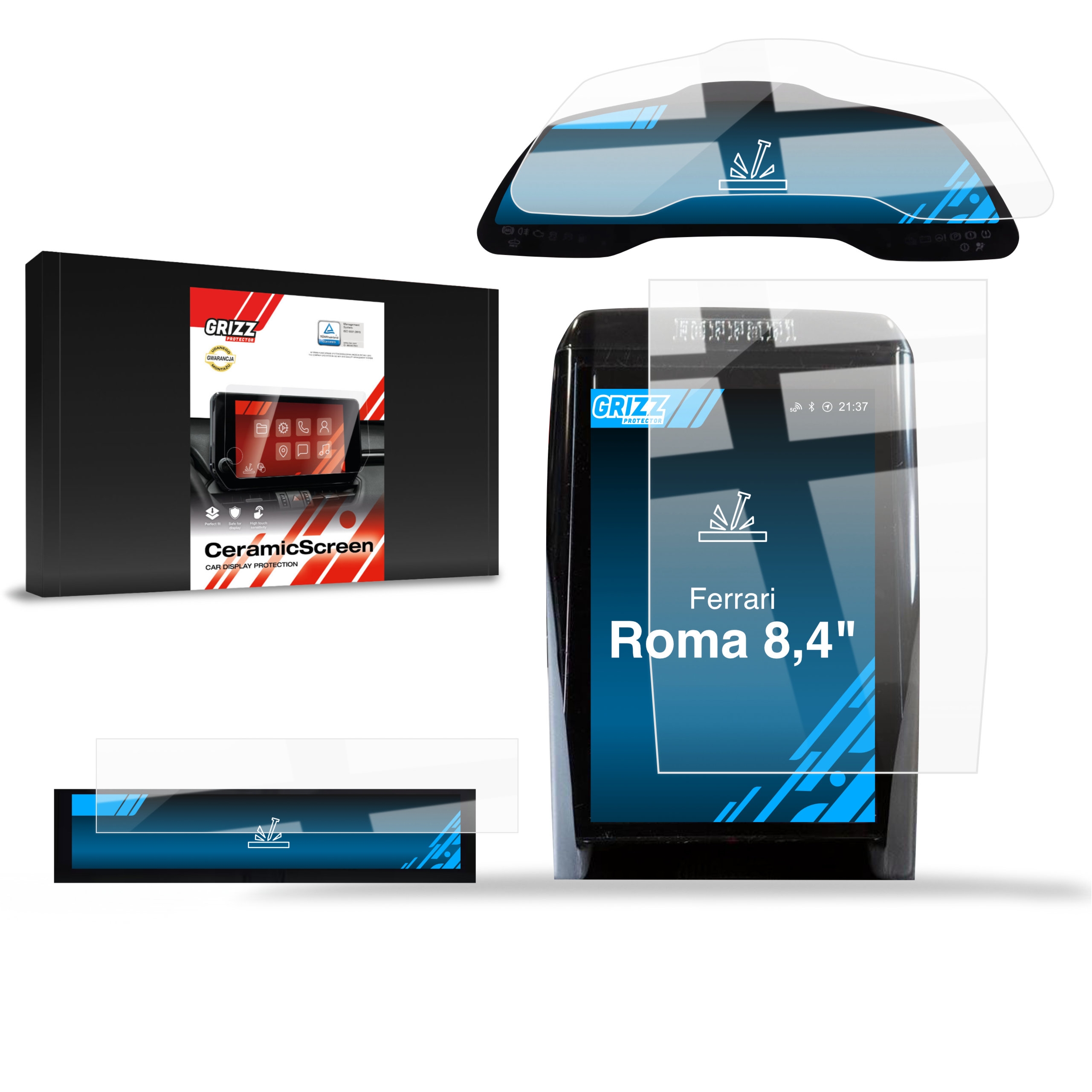 3w1 Folia ceramiczna Grizz Protector na ekran Ferrari Roma 8,4″ (2020-2026)