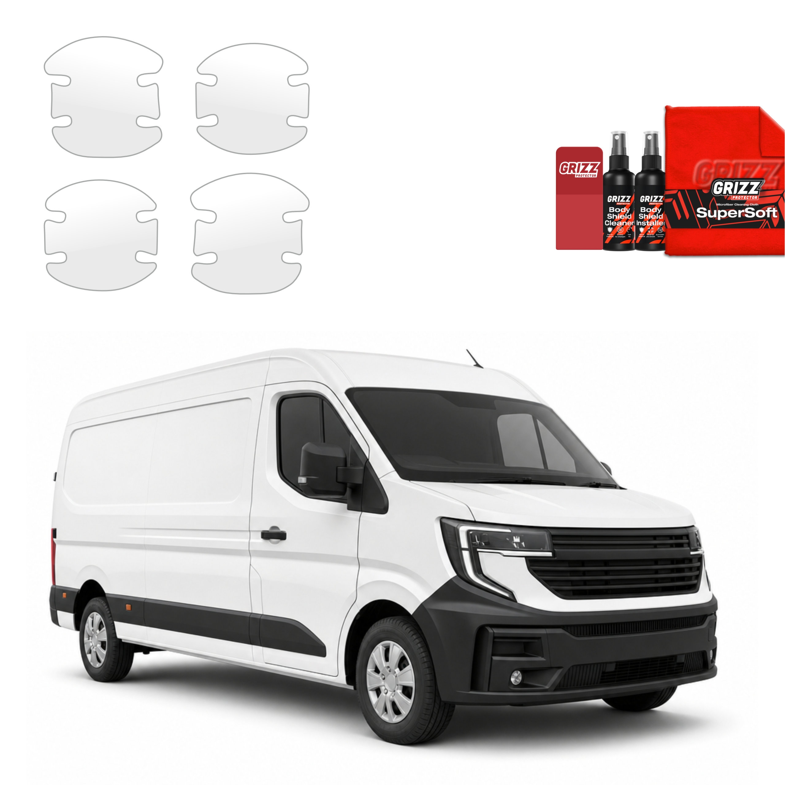 4w1 Bezbarwna folia ochronna Grizz Protector pod klamki Renault Master 4 (2024-2026)