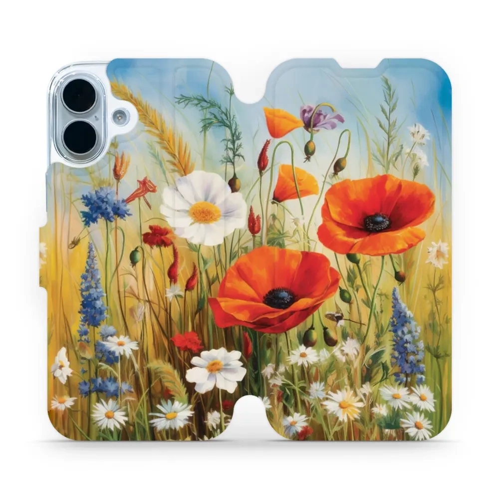 Etui z klapką do iPhone 17, Mobiwear Book, łąkowe kwiaty