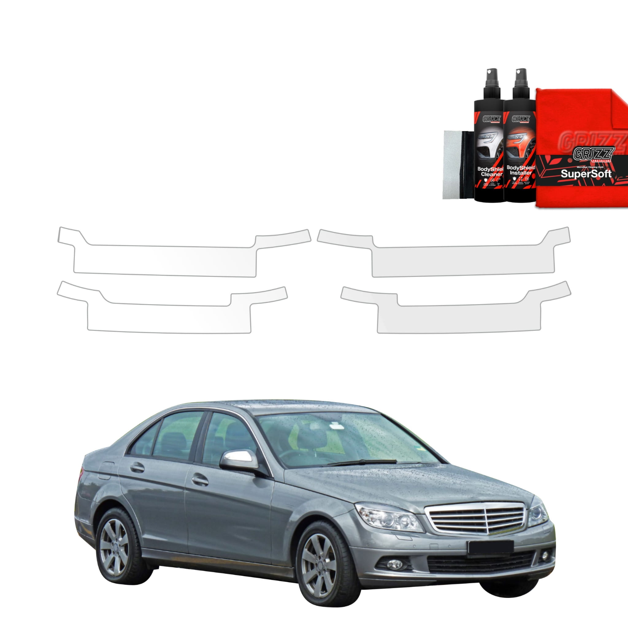 4w1 Folia ochronna na progi Grizz Protector do Mercedes Benz C Klasa W204 Sedan (2007-2011)