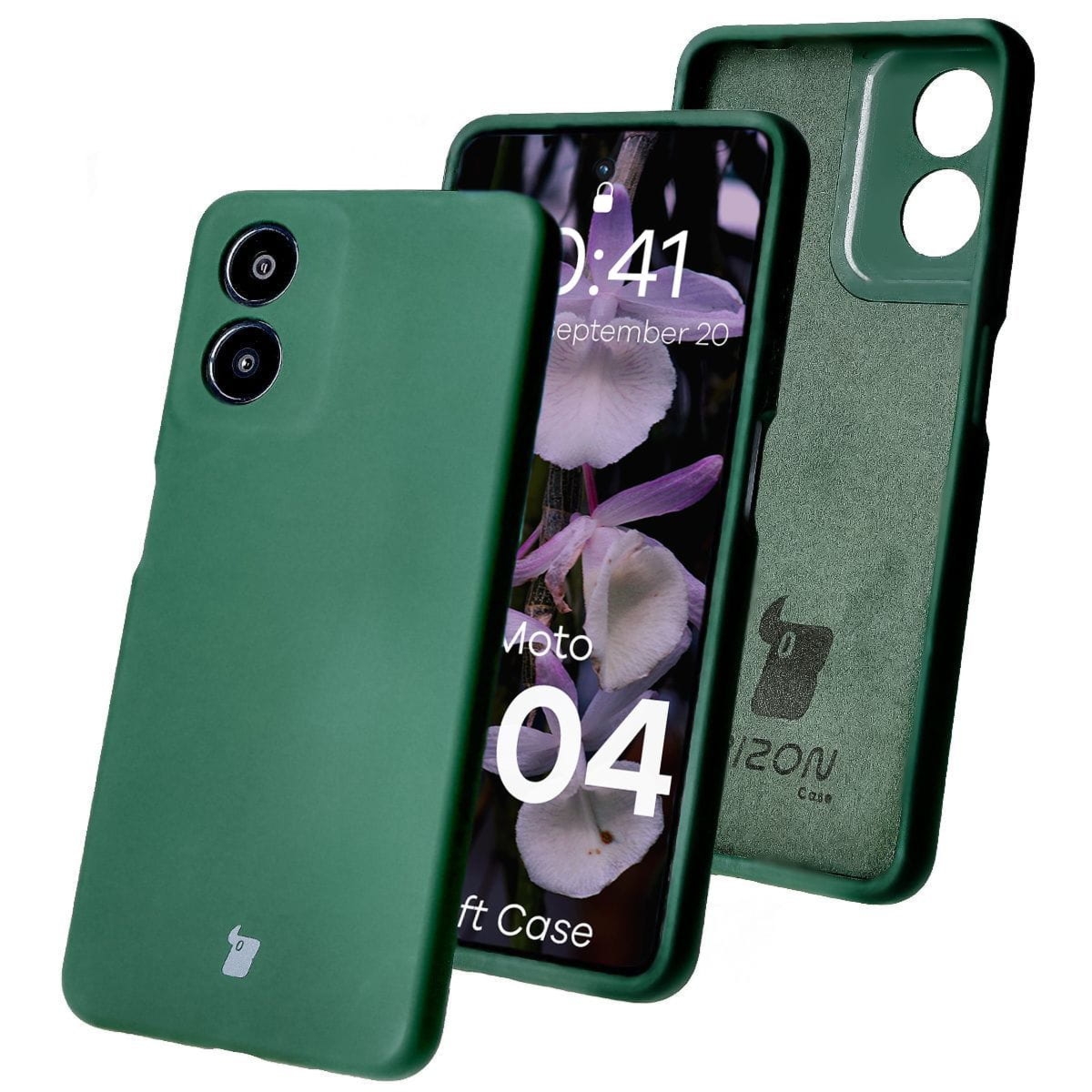 Silikonowe etui Bizon Soft Case do Motorola Moto G04, ciemnozielone