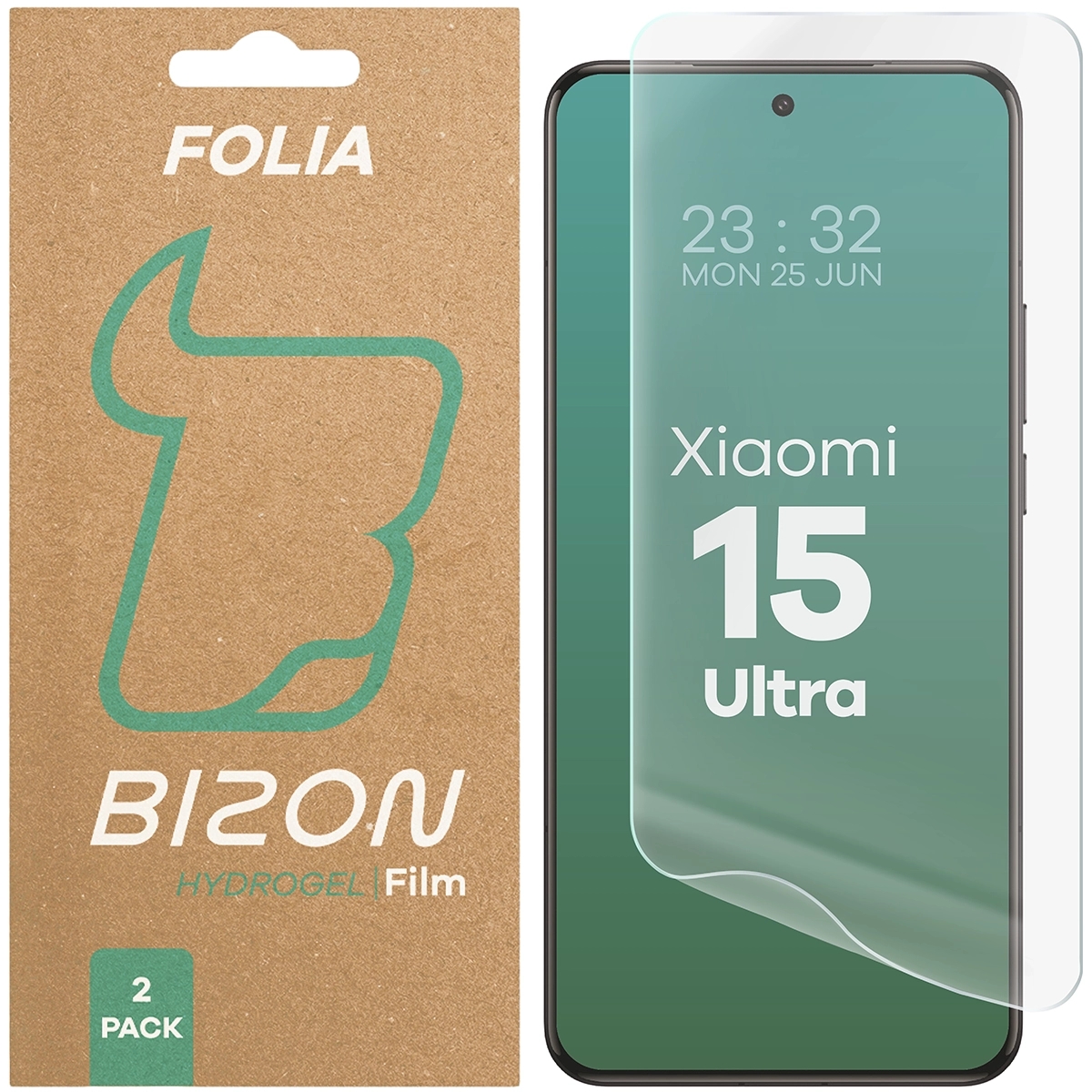 Image of Folia hydrożelowa na ekran Bizon Glass Hydrogel Front do Xiaomi 15 Ultra, 2 sztuki
