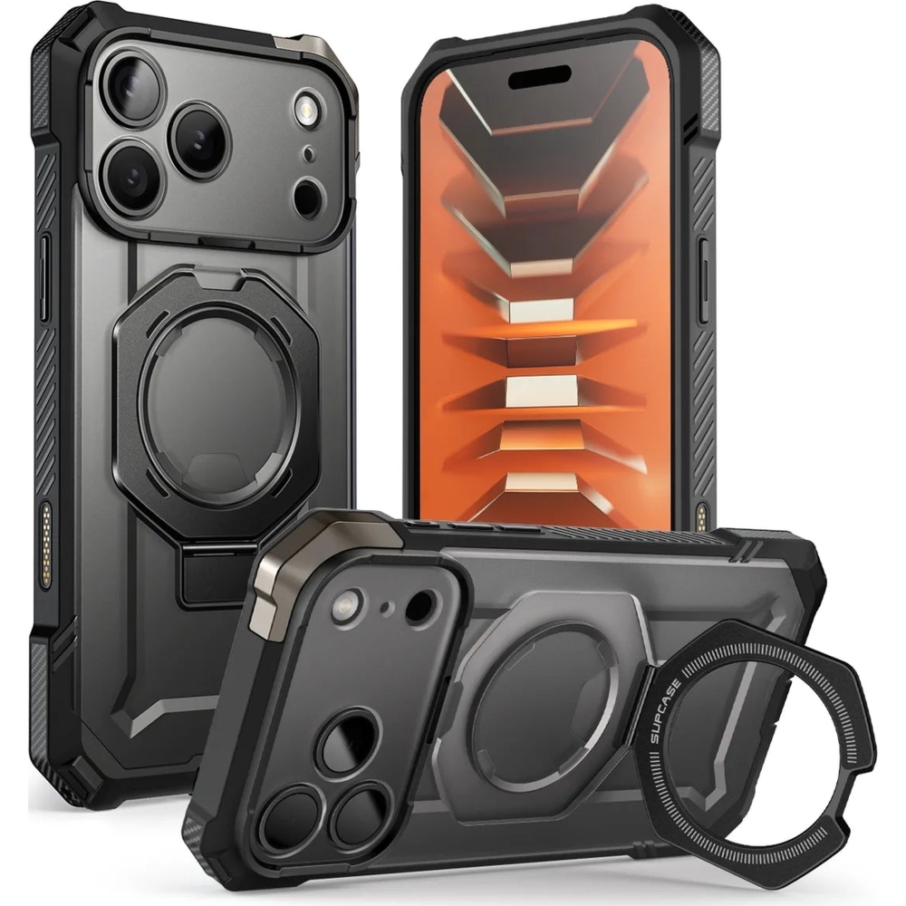 Etui pancerne Supcase UB Grip Mag do MagSafe (CC) do iPhone 18 Pro / 17 Pro, przezroczysto-czarne