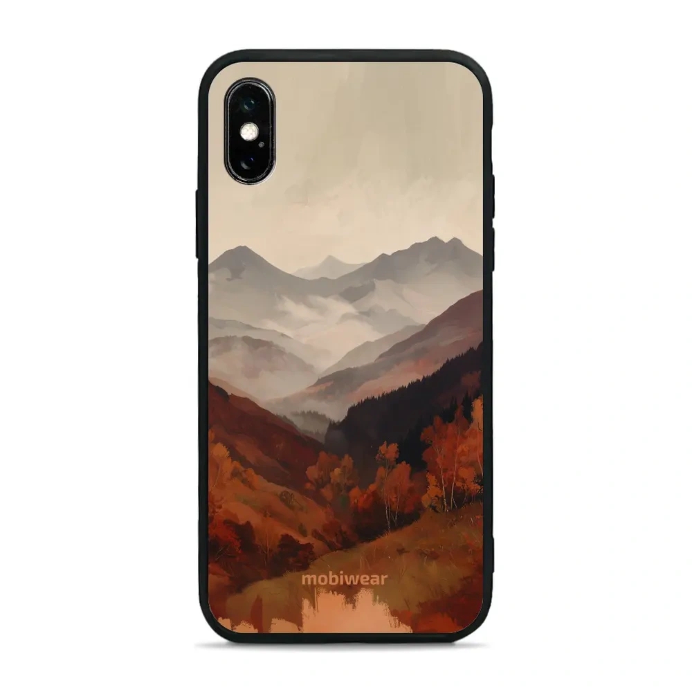 Etui ochronne do iPhone XS, Mobiwear Glossy Case, mglista dolina w górach