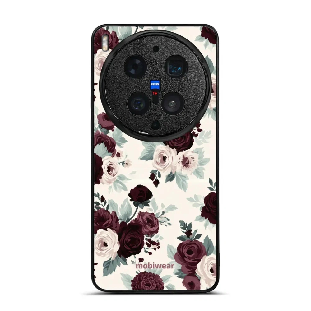 Etui ochronne do vivo X300 Ultra, Mobiwear Glossy Case, róże z szałwią na kremie
