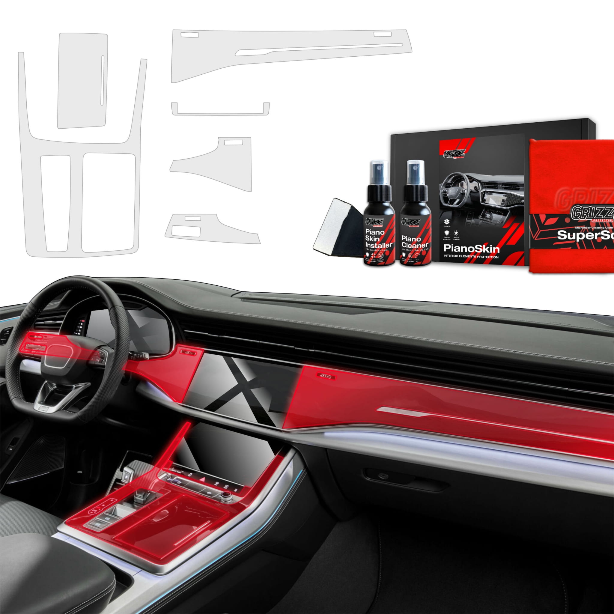 6w1 Folia ochronna Grizz Protector do wnętrza Audi SQ7 (2018-2026) Antyodciskowa PianoSkin