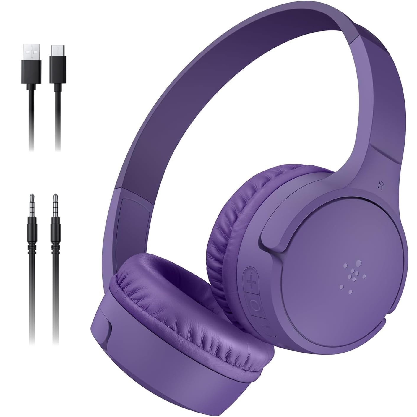 OUTLET: Słuchawki nauszne bezprzewodowe z mikrofonem Belkin SoundForm Mini dla dzieci, fioletowe