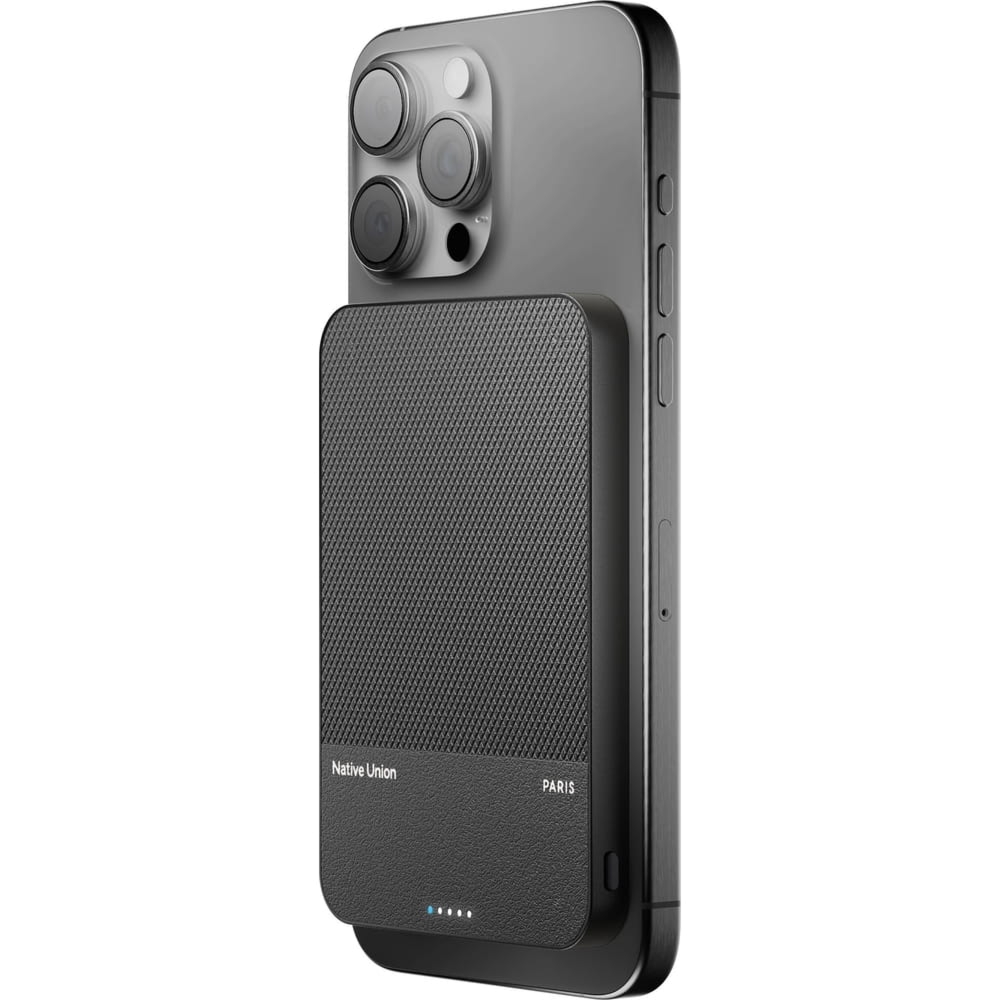 Powerbank 5000 mAh Qi2 / MagSafe, Native Union (RE)Classic + kabel USB-C 15 cm, czarny