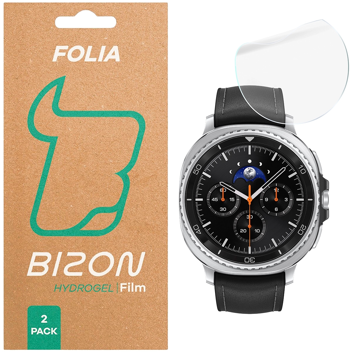Image of Folia hydrożelowa na ekran Bizon Glass Watch Hydrogel do Galaxy Watch 8 Classic 46 mm, 2 sztuki