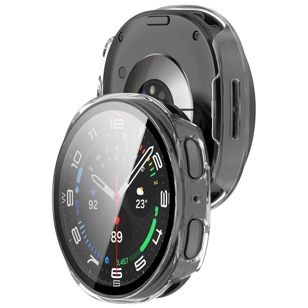 Image of Etui ze szkłem do zegarka Bizon Case+Glass Watch do Galaxy Watch 8 44 mm, przeźroczyste