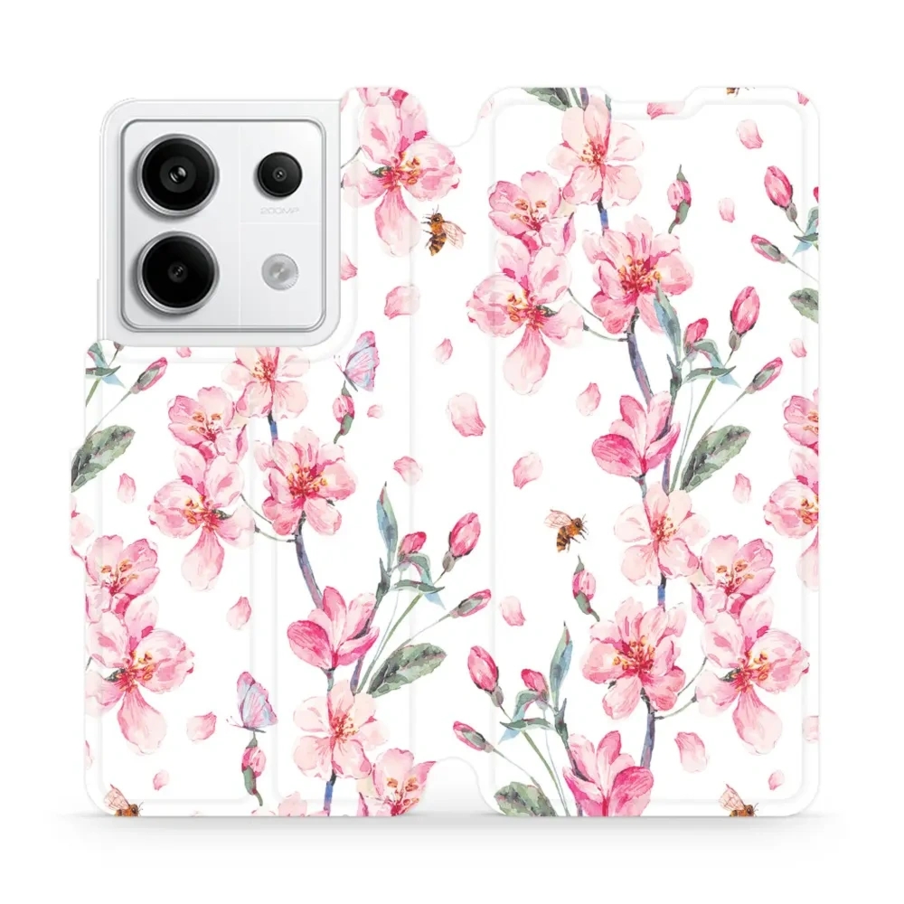 Etui z klapką do Xiaomi Redmi Note 13 Pro 5G, Mobiwear Book, różowa wiosna