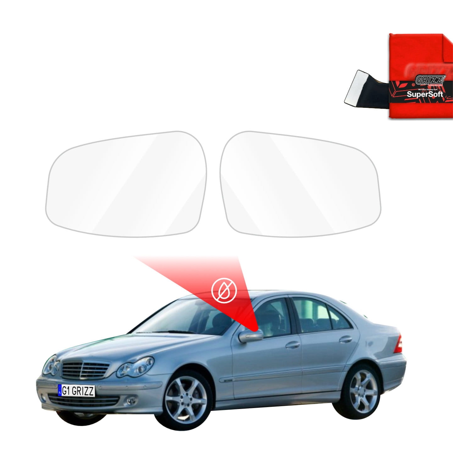 Folia przeciwdeszczowa Grizz Protector na lusterka do Mercedes Benz C Klasa W203 Sedan (2000-2007)