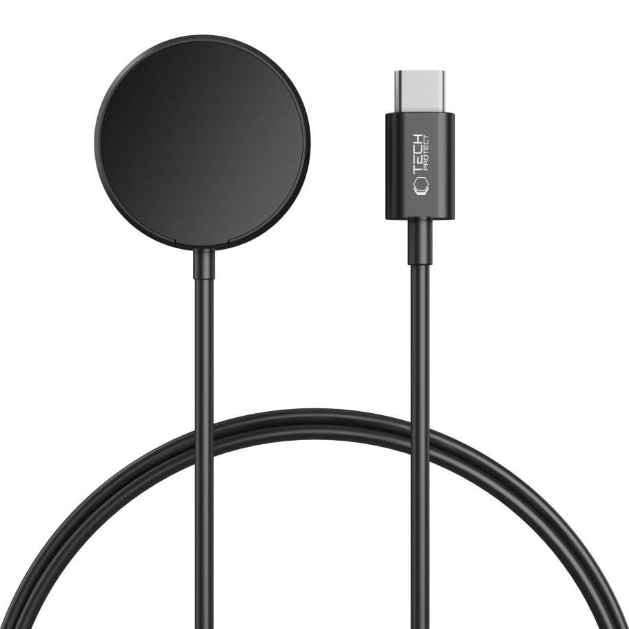 Image of Ładowarka magnetyczna, indukcyjna Tech-Protect UltraBoost MC03 do Galaxy Watch USB-C 1m, czarna