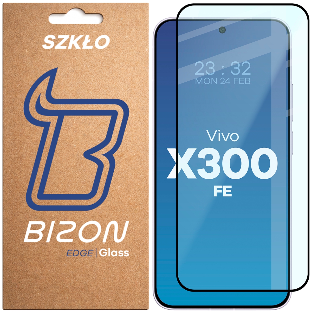 Szkło hartowane Bizon Glass Edge do Vivo X300 FE, czarna ramka