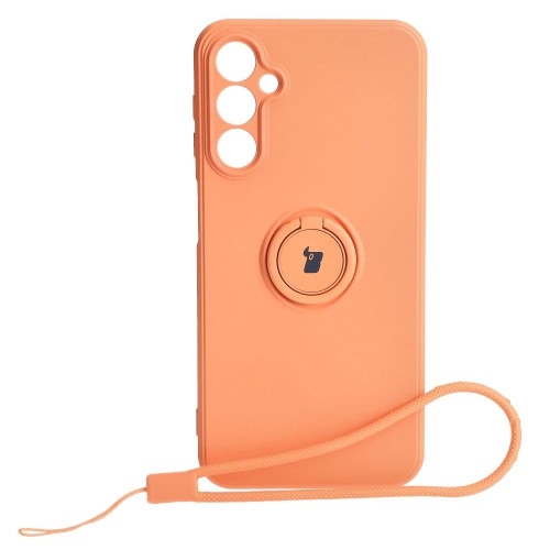 Image of Etui Bizon Case Silicone Ring Sq do Galaxy A24, pomarańczowe