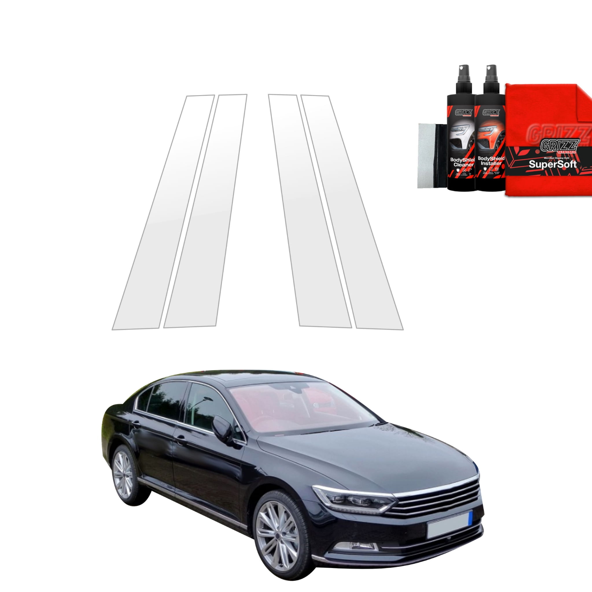 4w1 Folia ochronna na słupki Grizz Protector do Volkswagen Passat B8 Sedan (2014-2022)