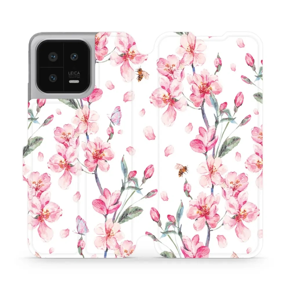 Etui z klapką do Xiaomi 13, Mobiwear Book, różowa wiosna