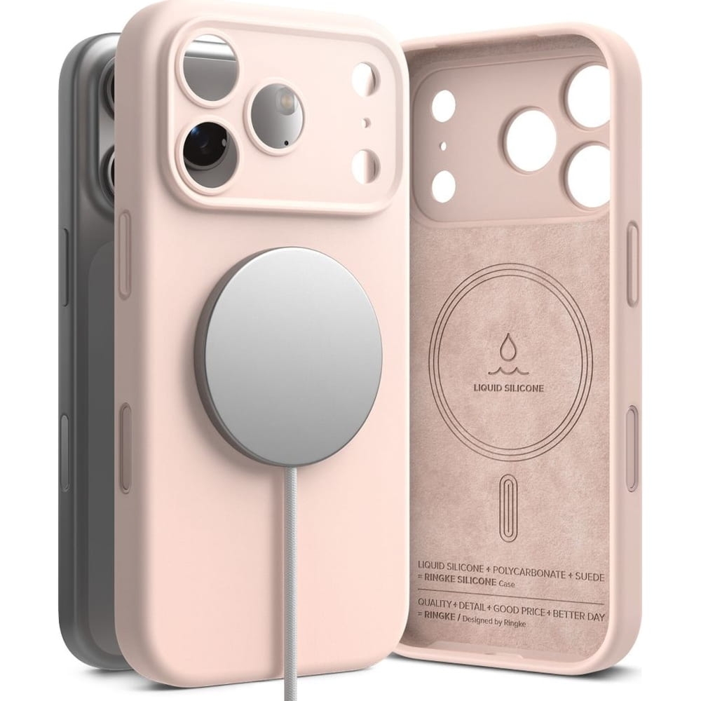 Etui Ringke Silicone Magnetic CC do MagSafe do iPhone 17 Pro, piaskowe