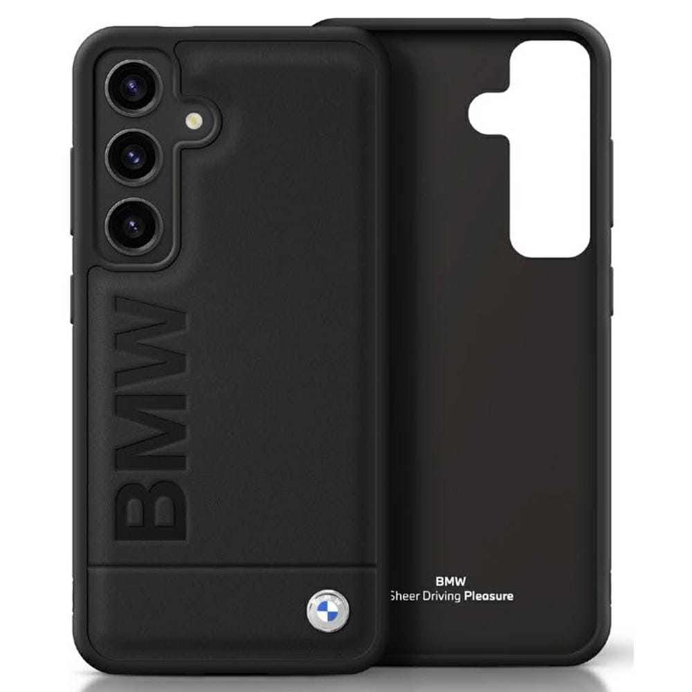 Image of Etui BMW Leather Big Wordmark do Galaxy S25 Plus, czarne