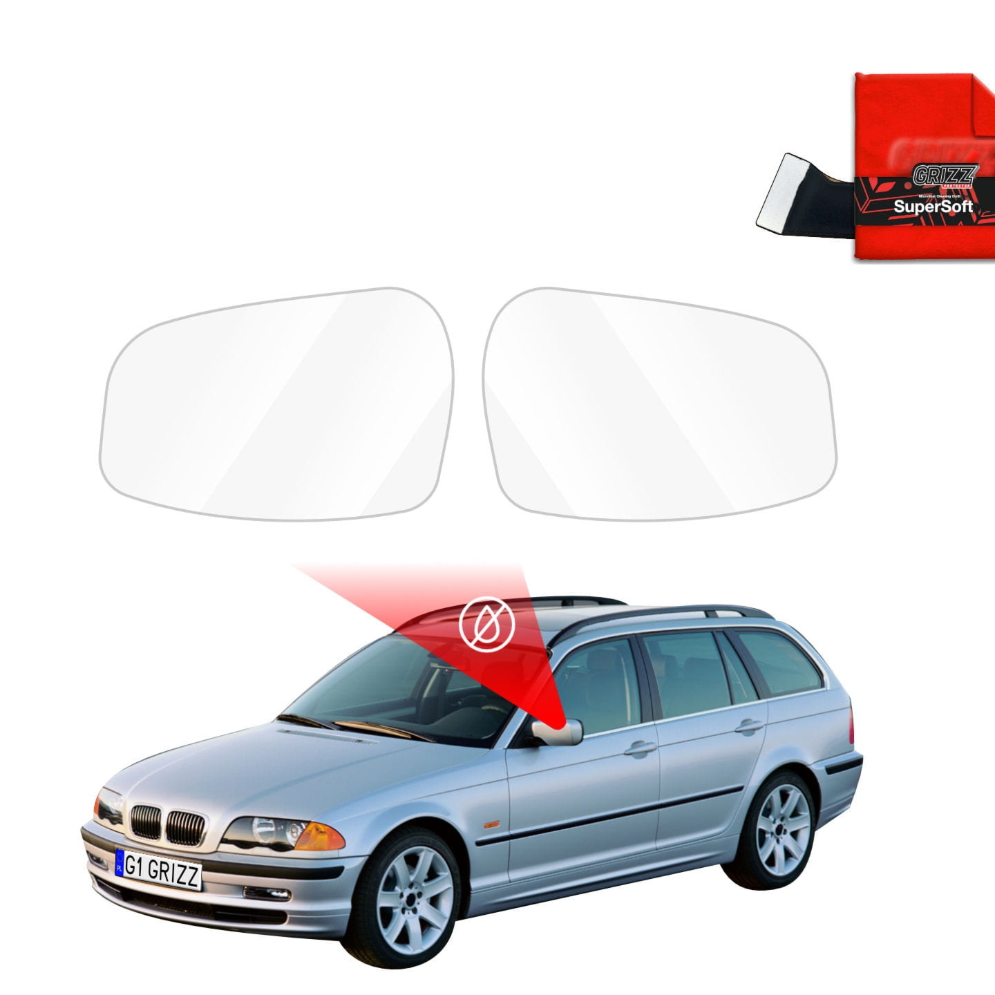Folia przeciwdeszczowa Grizz Protector na lusterka do BMW 3 E46 Kombi Pre-LCI (1998-2001)