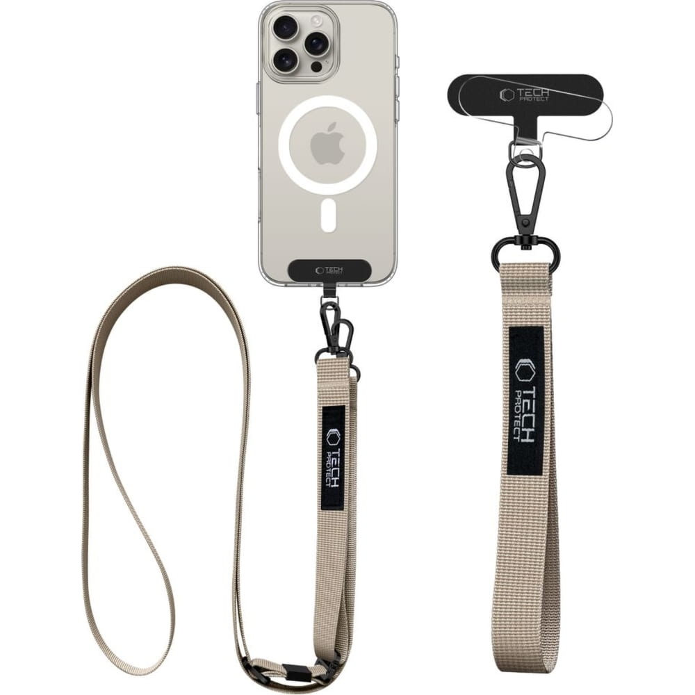 Smyczka na nadgarstek / ramię do telefonu Tech-Protect C6S Rope Wrist Strap, beżowe