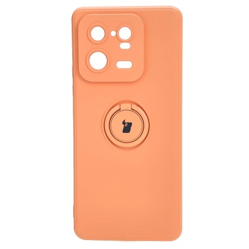 Image of Etui Bizon Case Silicone Ring Sq do Xiaomi 13 Pro, pomarańczowe