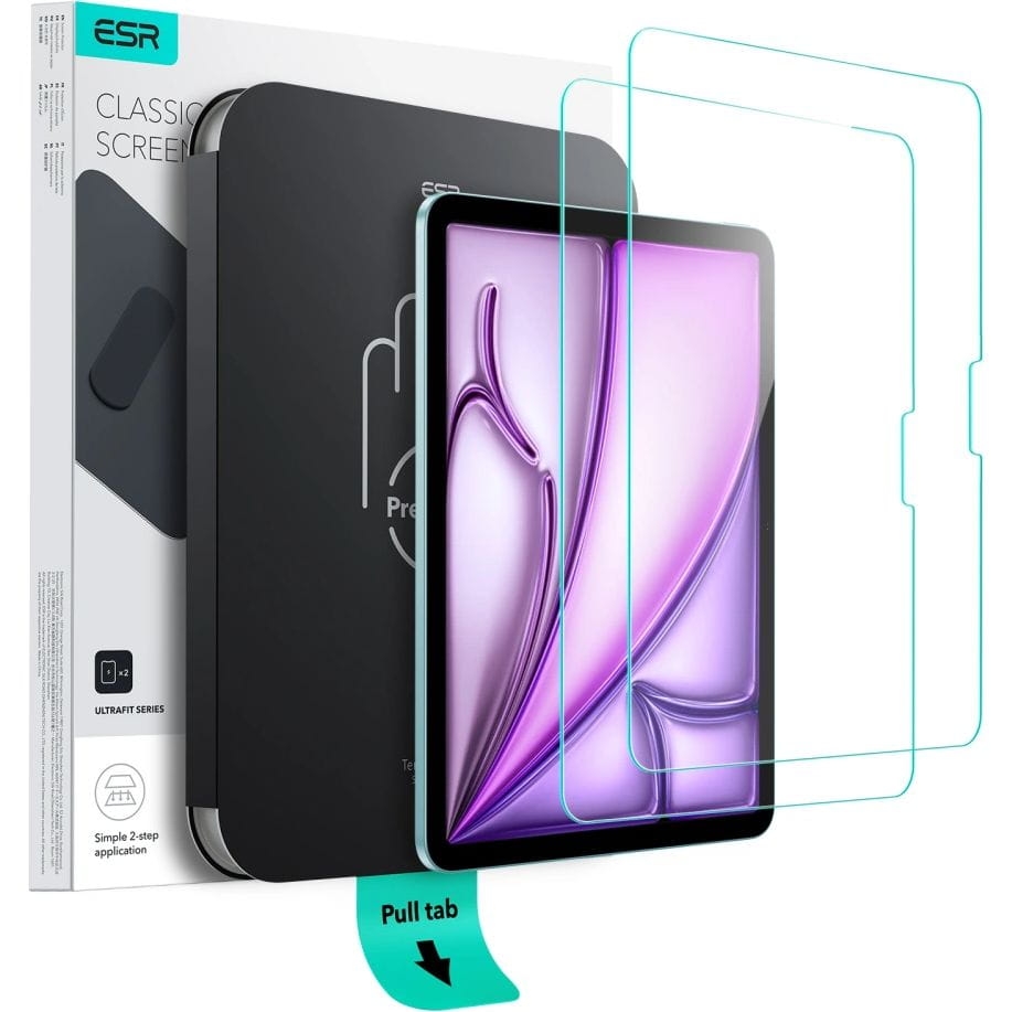 Image of Szkło hartowane z ramką pozycjonującą ESR UltraFit Tempered Glass do iPad Air 13" 2025 / 2024, 2 sztuki