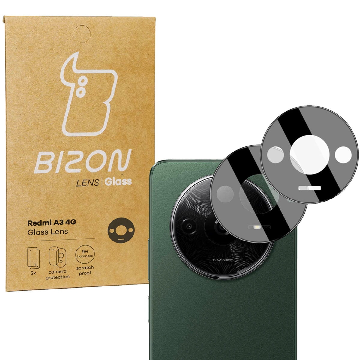 Szkło na aparat Bizon Glass Silk Lens do Xiaomi Redmi A3 4G, 2 sztuki