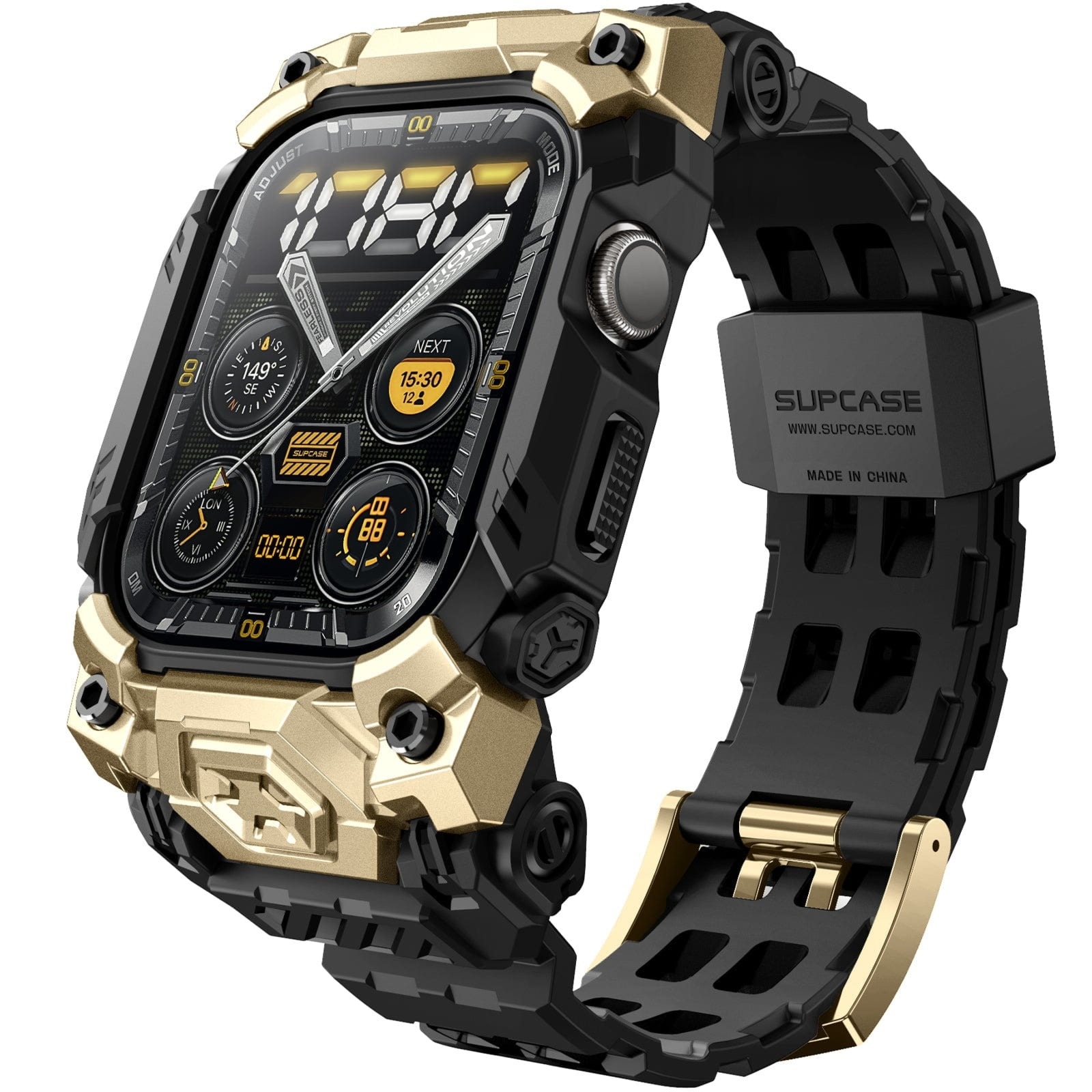 Etui z paskiem Supcase UB Ore do Apple Watch 11 / 10 (46 mm), czarno-złote