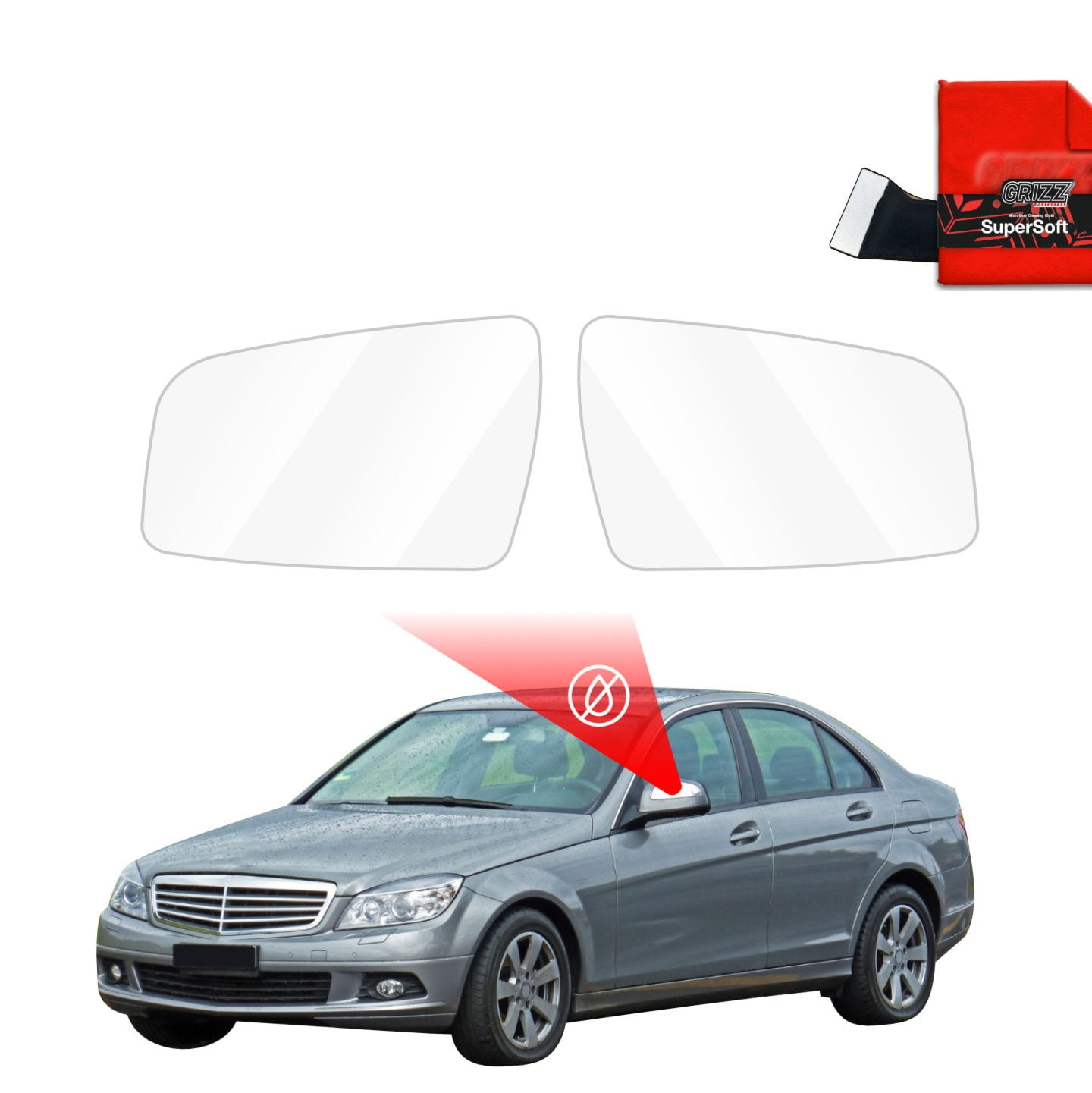 Folia przeciwdeszczowa Grizz Protector na lusterka do Mercedes Benz C Klasa W204 Sedan (2007-2011)