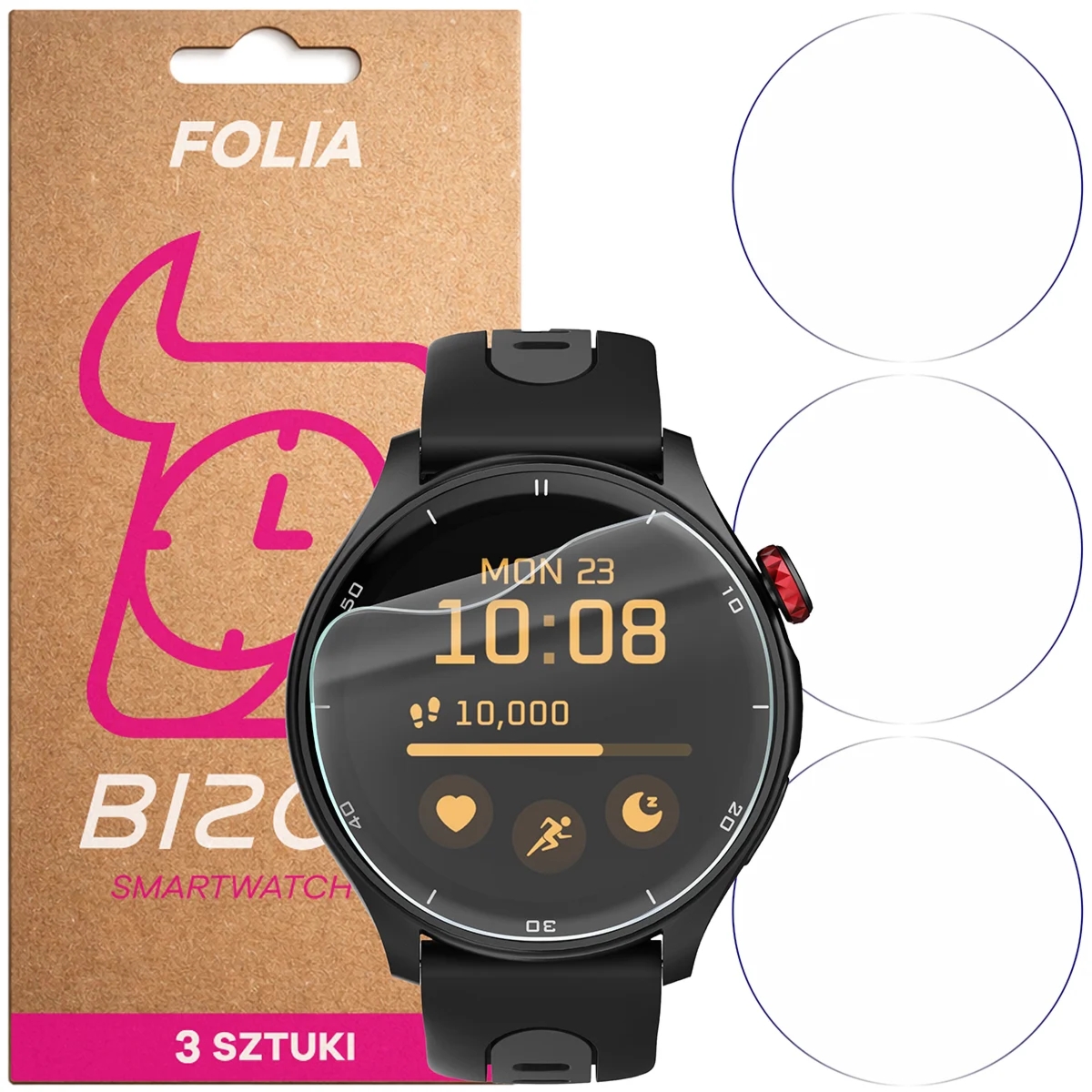 Folia ochronna na ekran zegarka Bizon Watch Film HydroFlex do myPhone Watch Adventure, 3 sztuki