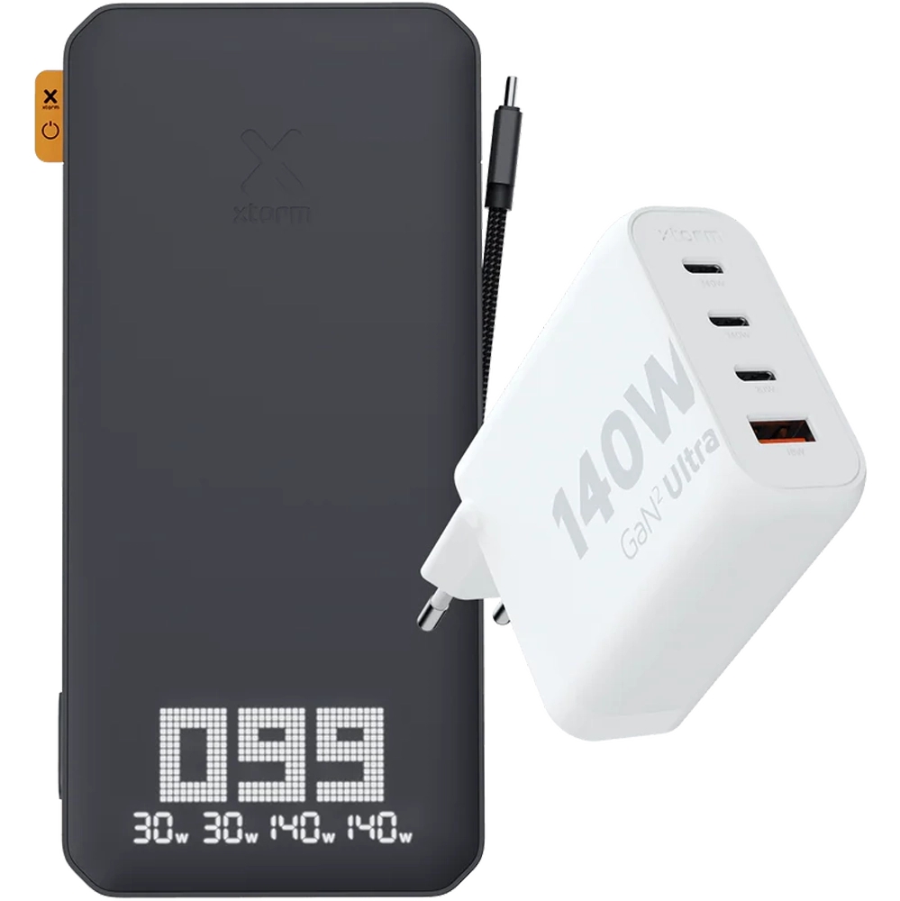Image of Zestaw XTORM Powerbank Titan Ultra 27000 mAh 200W + Ładowarka sieciowa Ultra 140W biała