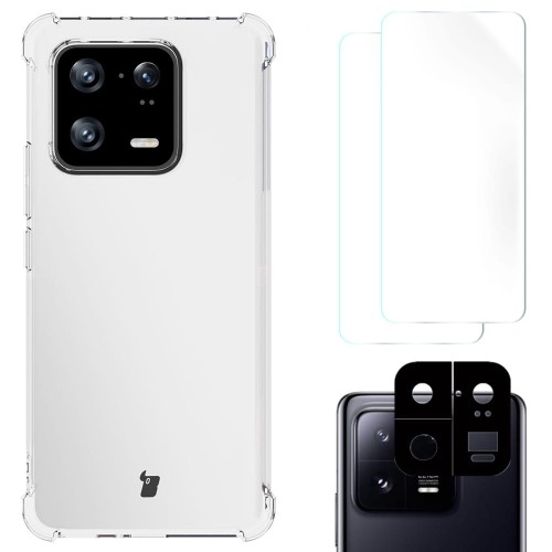 Image of Etui + 2x folia + obiektyw Bizon Case Clear Pack do Xiaomi 13 Pro, przezroczyste