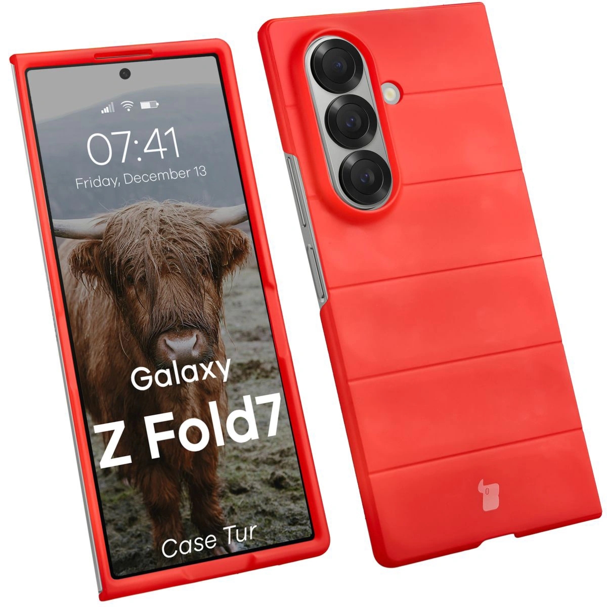 Pancerne etui Bizon Case Tur do Galaxy Z Fold7, czerwone