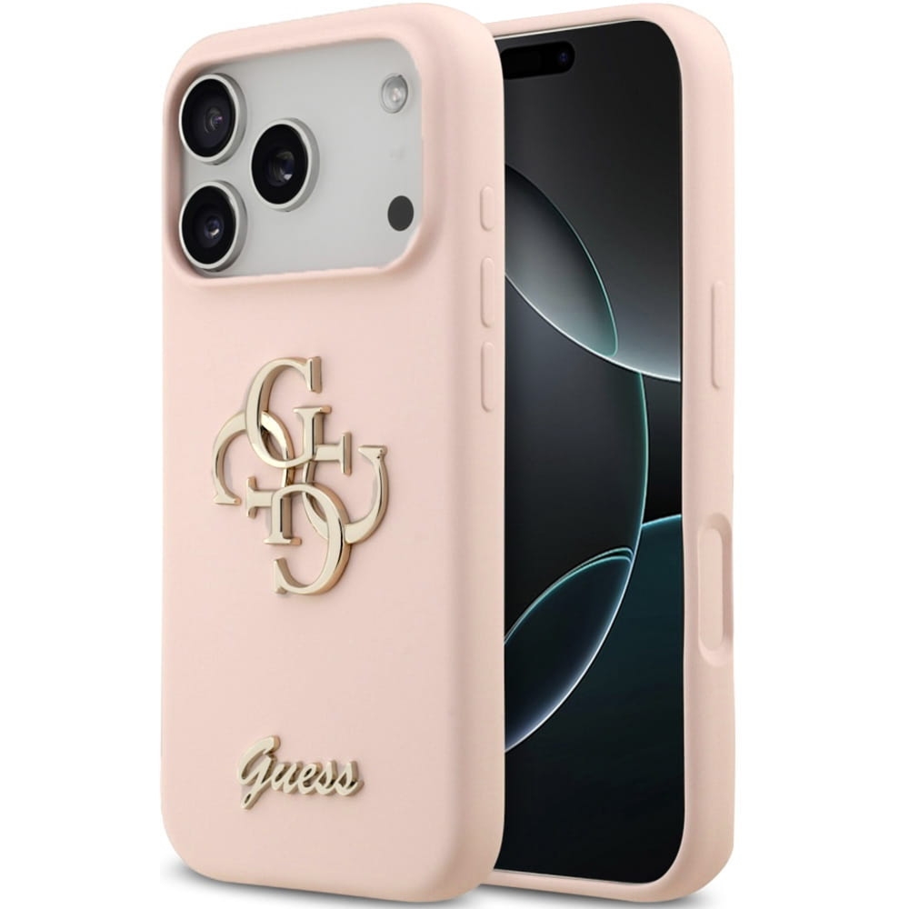 Etui Guess Hardcase Silicone Big 4G Script do iPhone 17 Pro Max, jasnoróżowe
