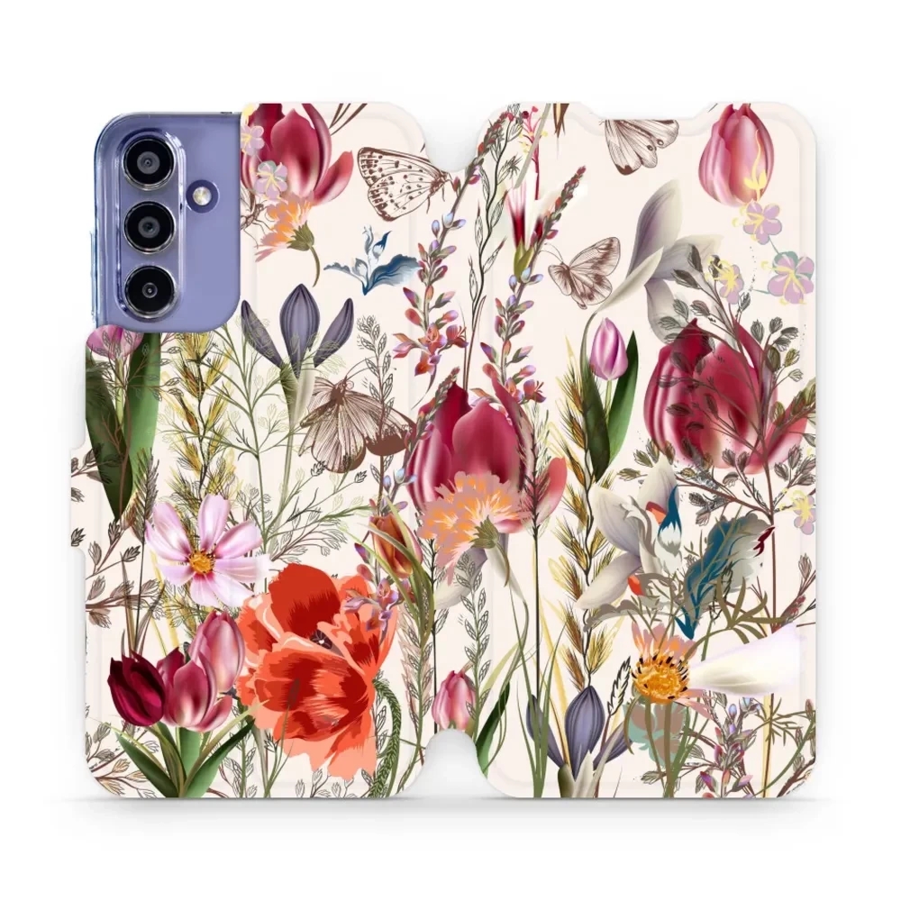 Etui z klapką do Galaxy A15 4G, Mobiwear Book, bukiet kwiatów
