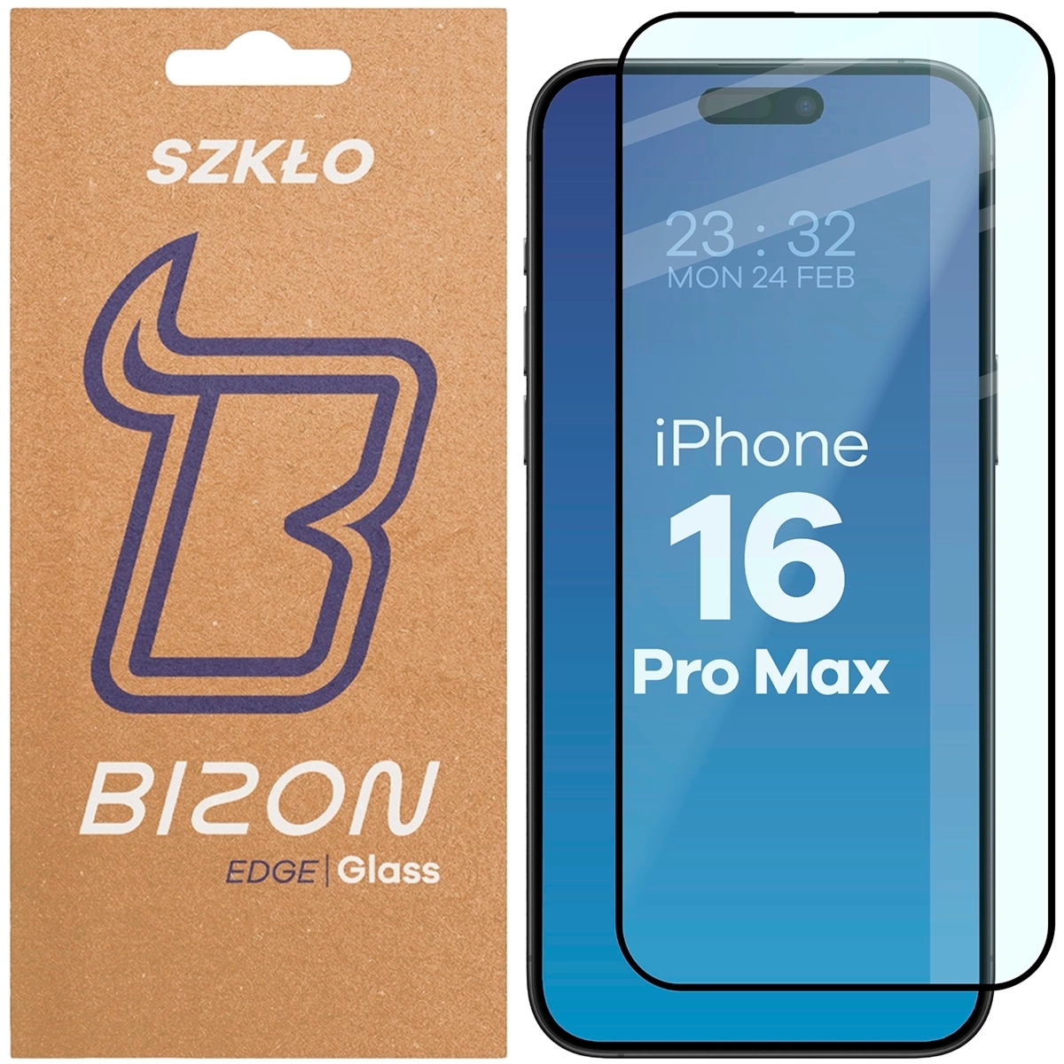 Szkło hartowane Bizon Glass Edge do iPhone 16 Pro Max, czarna ramka