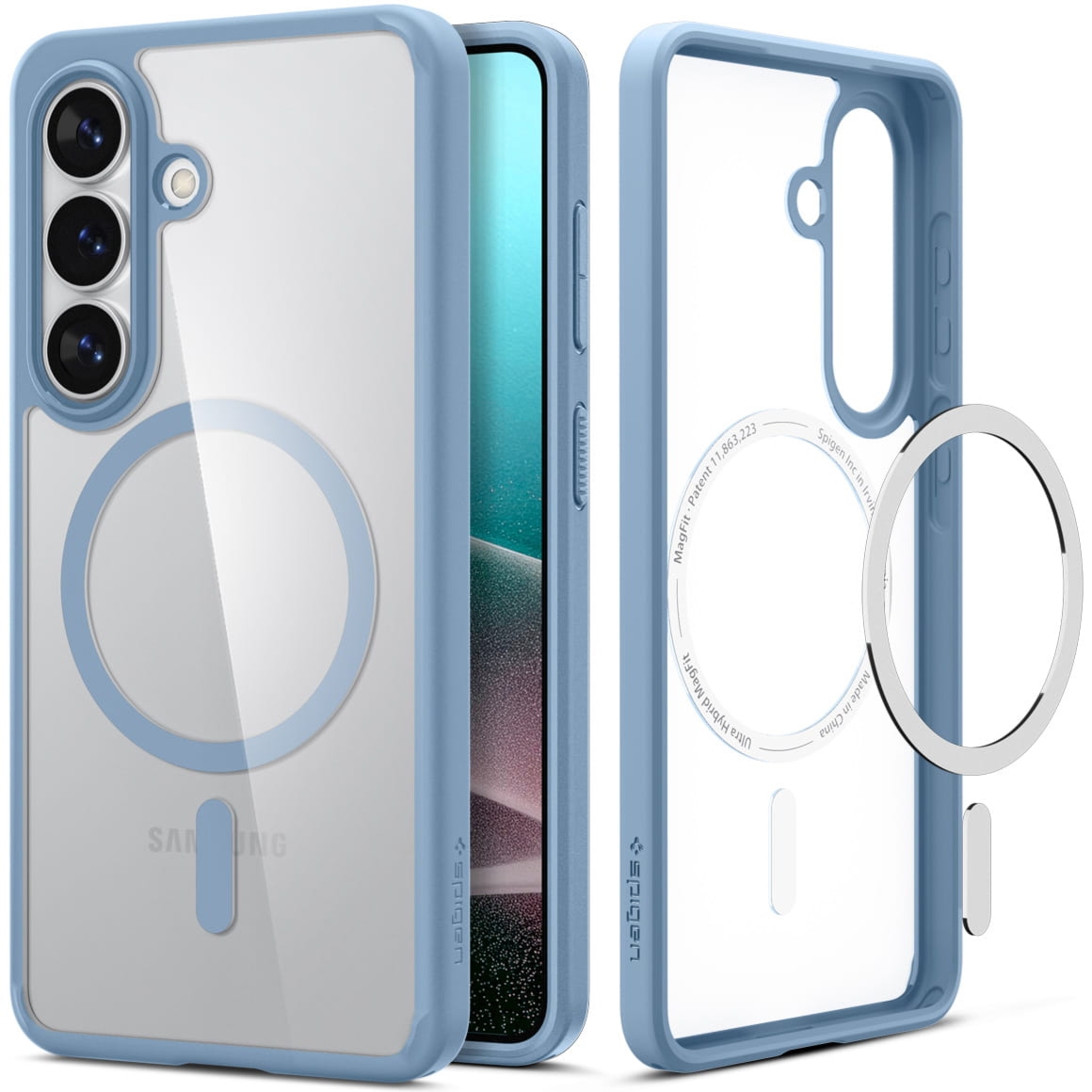 Etui Spigen Ultra Hybrid Mag do MagSafe do Galaxy S26 Plus, przezroczysto-niebieskie