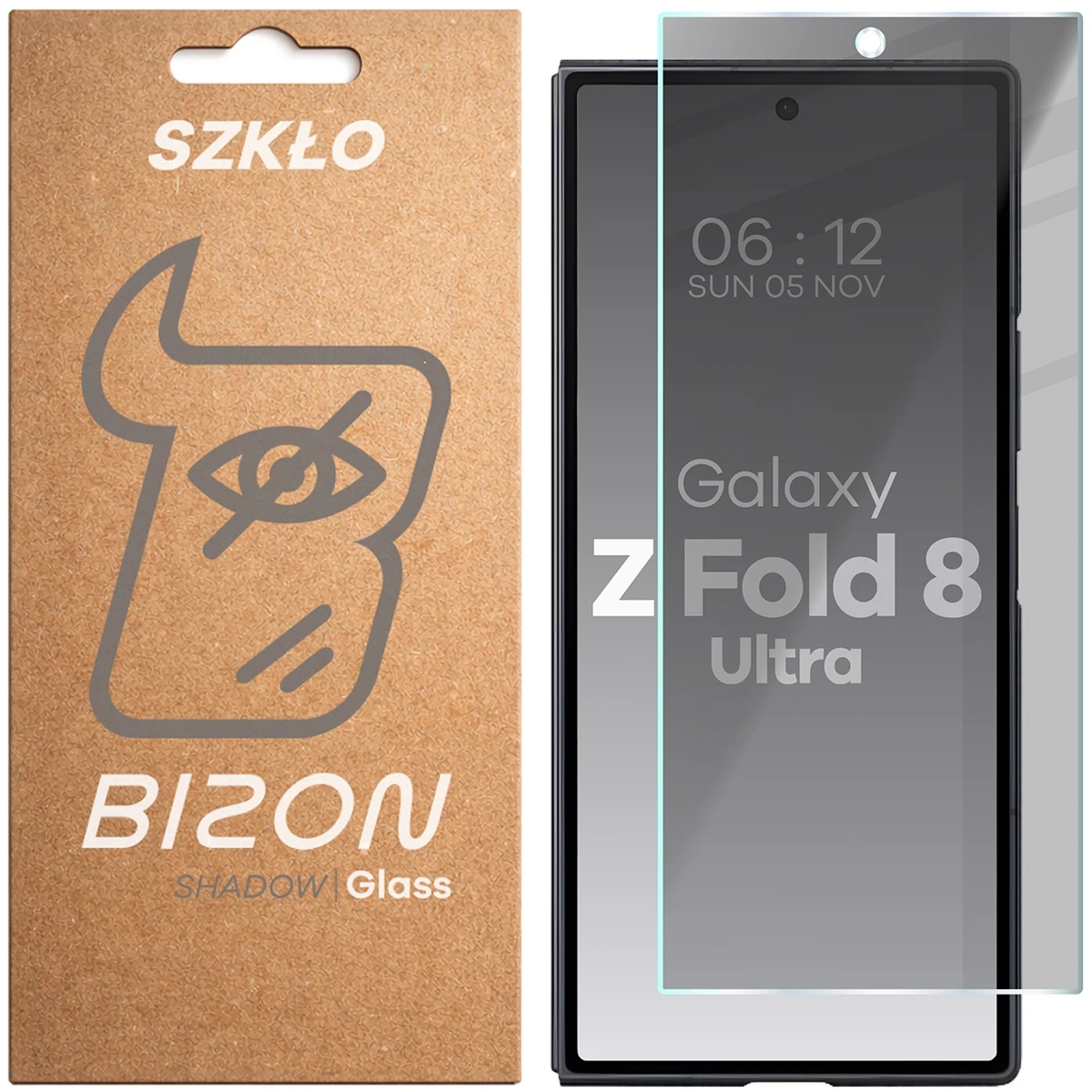Prywatyzujące szkło hartowane Bizon Glass Clear Shadow do Galaxy Z Fold8 Ultra, przyciemniane