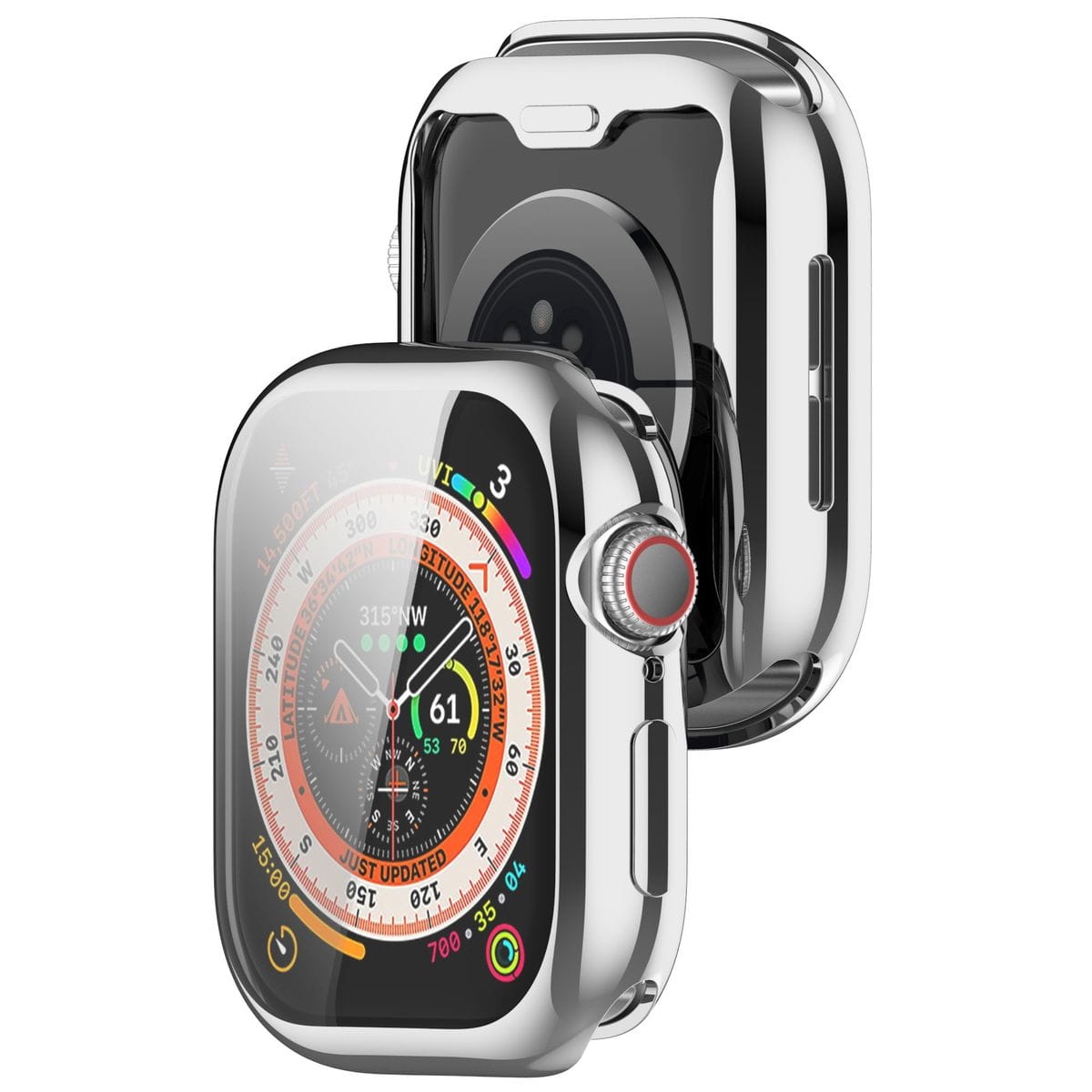 Image of Etui z osłoną ekranu Bizon Case Watch Felipe do Apple Watch 10 (42mm), srebrne