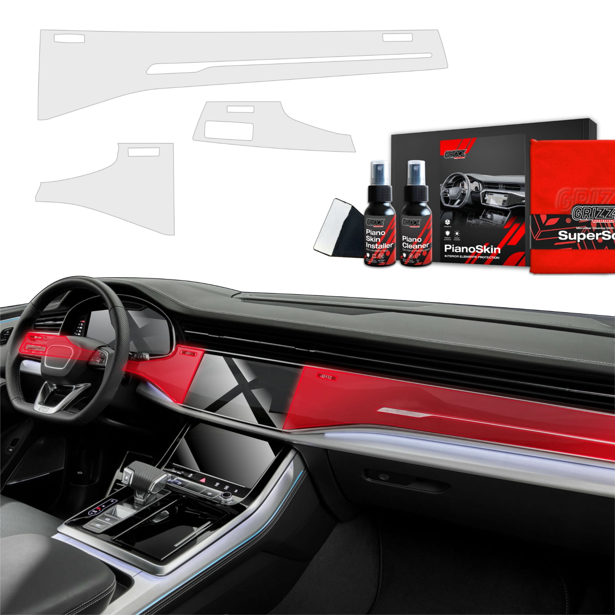 3w1 Folia ochronna Grizz Protector do wnętrza Audi SQ8 (2018-2026) Antyodciskowa PianoSkin