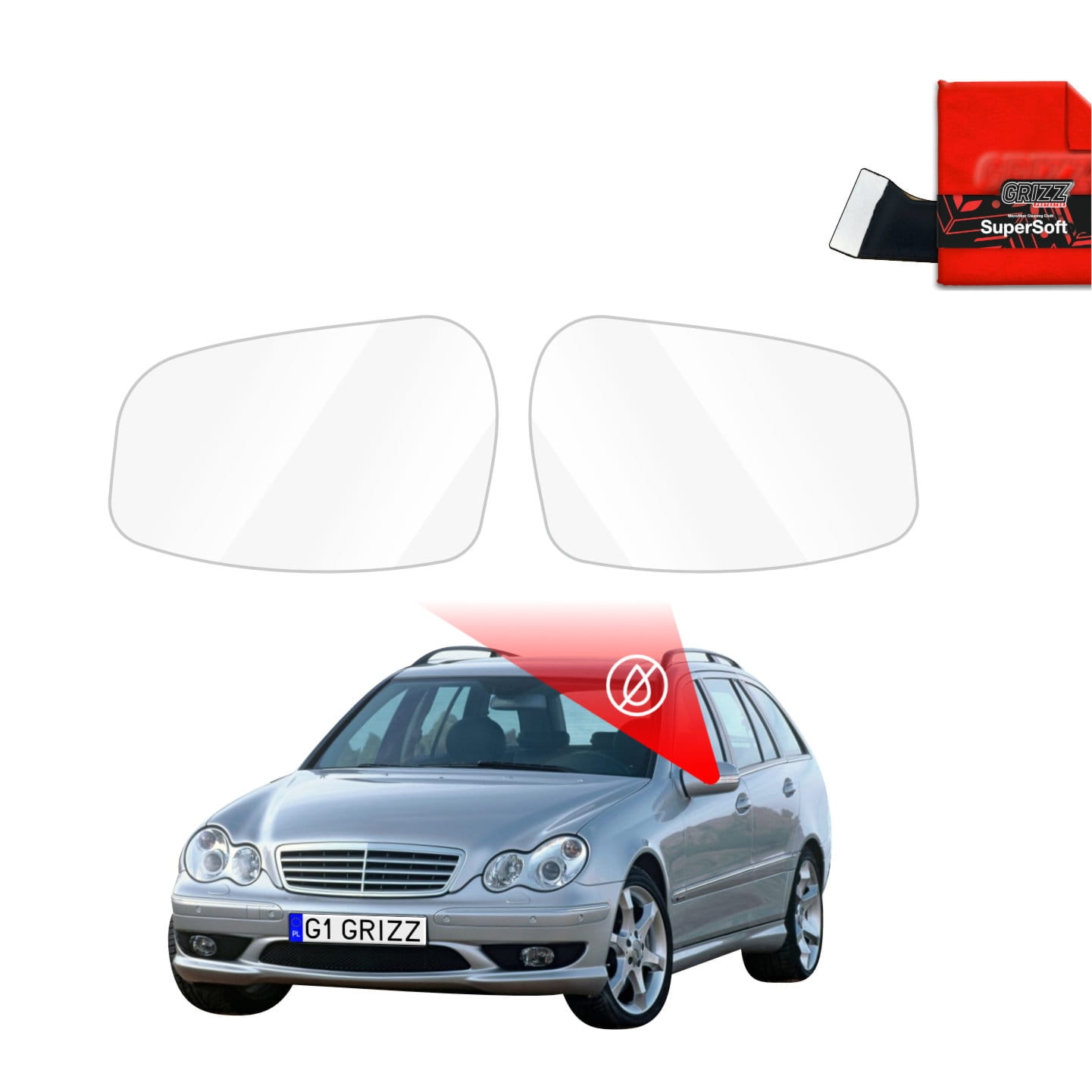 Folia przeciwdeszczowa Grizz Protector na lusterka do Mercedes Benz C Klasa S203 Kombi (2001-2007)