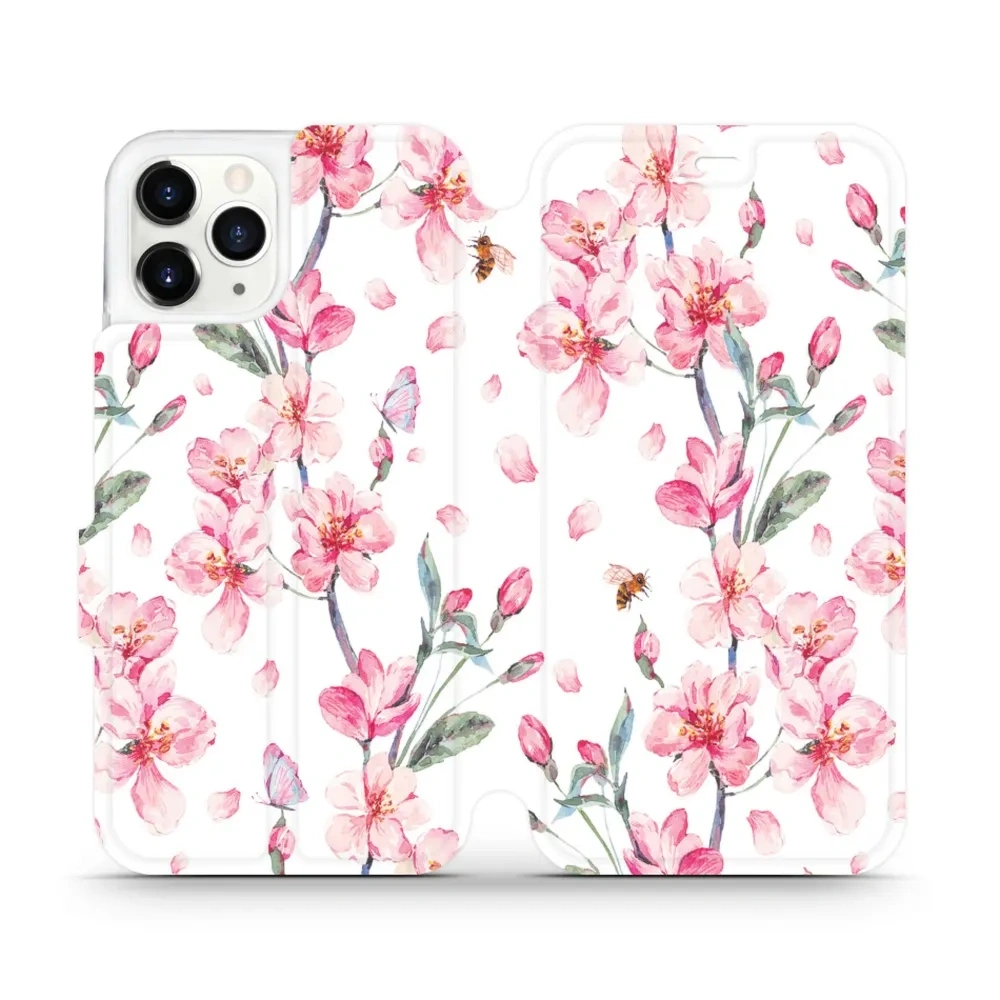 Etui z klapką do iPhone 11 Pro, Mobiwear Book, różowa wiosna